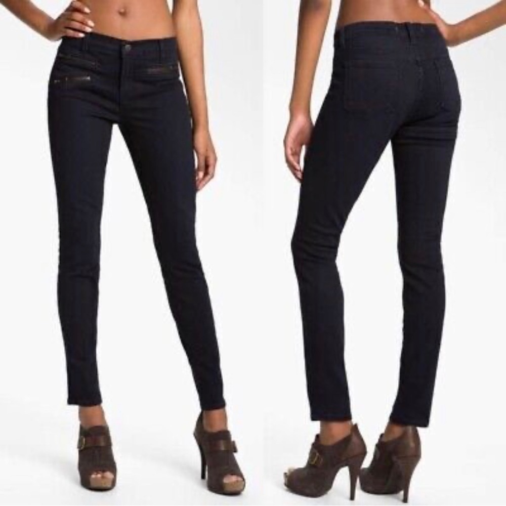 J Brand Zoey Stretch Triple Zip Skinny Jean In York Dark Wash SZ 25